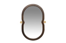 Casa Padrino Specchio da Parete di Lusso Marrone / Oro 73,5 x 3 x H. 105 cm - Grande Specchio da Parete Touma XL con Cornice in Legno di Mindi e Ottone - Accessori Decorativi di Lusso