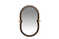 Casa Padrino Specchio da Parete di Lusso Marrone / Oro 73,5 x 3 x H. 105 cm - Grande Specchio da Parete Touma XL con Cornice in Legno di Mindi e Ottone - Accessori Decorativi di Lusso