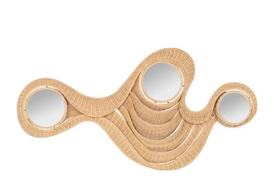 Casa Padrino Specchio da Parete di Lusso Naturale 165 x 12 x H. 88 cm - Ampio Specchio da Parete in Formato Orizzontale con Cornice in Rattan Intrecciato su Struttura in Acciaio - Accessori Decorativi di Lusso Casa Padrino Specchio da Parete di Lusso Naturale 165 x 12 x H. 88 cm - Ampio Specchio da Parete in Formato Orizzontale con Cornice in Rattan Intrecciato su Struttura in Acciaio - Accessori Decorativi di Lusso