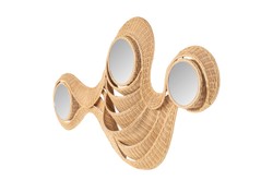 Casa Padrino Specchio da Parete di Lusso Naturale 165 x 12 x H. 88 cm - Ampio Specchio da Parete in Formato Orizzontale con Cornice in Rattan Intrecciato su Struttura in Acciaio - Accessori Decorativi di Lusso