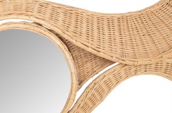 Casa Padrino Specchio da Parete di Lusso Naturale 165 x 12 x H. 88 cm - Ampio Specchio da Parete in Formato Orizzontale con Cornice in Rattan Intrecciato su Struttura in Acciaio - Accessori Decorativi di Lusso
