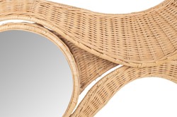 Casa Padrino Specchio da Parete di Lusso Naturale 165 x 12 x H. 88 cm - Ampio Specchio da Parete in Formato Orizzontale con Cornice in Rattan Intrecciato su Struttura in Acciaio - Accessori Decorativi di Lusso