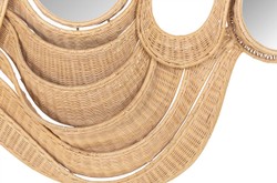 Casa Padrino Specchio da Parete di Lusso Naturale 165 x 12 x H. 88 cm - Ampio Specchio da Parete in Formato Orizzontale con Cornice in Rattan Intrecciato su Struttura in Acciaio - Accessori Decorativi di Lusso