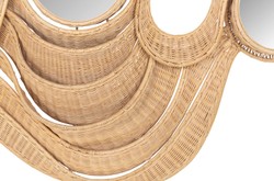 Casa Padrino Specchio da Parete di Lusso Naturale 165 x 12 x H. 88 cm - Ampio Specchio da Parete in Formato Orizzontale con Cornice in Rattan Intrecciato su Struttura in Acciaio - Accessori Decorativi di Lusso