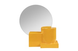 Casa Padrino Espejo de Pared de Lujo Amarillo 35,5 x 12,5 x H. 38,5 cm - Pequeño Espejo de Mesa y de Pared con Marco de Loza con Acabado Poppy Yellow - Accesorios de Decoración de Lujo