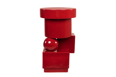 Casa Padrino Luxus Pflanzgefäß Weinrot 30,5 x 30 x H. 50 cm - Steingut Pflanzgefäß und Beistelltisch im Burgundy Finish - Luxus Deko Accessoires