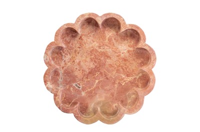 Casa Padrino Luxus Tablett Rosa Ø 25 x H. 4 cm - Rundes Tablett Petal aus hochwertigem Pink Kalipare Marmor - Luxus Deko Accessoires