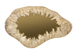 Casa Padrino Espejo de Pared de Lujo Oro 50 x 5 x H. 80 cm - Espejo de Pared con Marco de Cuarzo Natural y Cristal de Espejo Dorado - Accesorios Decorativos de Lujo Casa Padrino Espejo de Pared de Lujo Oro 50 x 5 x H. 80 cm - Espejo de Pared con Marco de Cuarzo Natural y Cristal de Espejo Dorado - Accesorios Decorativos de Lujo