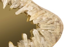 Casa Padrino Espejo de Pared de Lujo Oro 50 x 5 x H. 80 cm - Espejo de Pared con Marco de Cuarzo Natural y Cristal de Espejo Dorado - Accesorios Decorativos de Lujo Casa Padrino Espejo de Pared de Lujo Oro 50 x 5 x H. 80 cm - Espejo de Pared con Marco de Cuarzo Natural y Cristal de Espejo Dorado - Accesorios Decorativos de Lujo