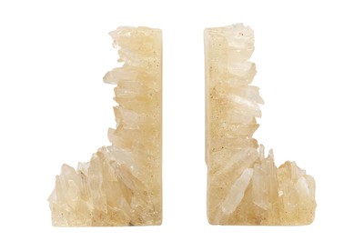 Casa Padrino Luxury Bookends Set of 2 24 x 8 x H. 20 cm - Out Bookends made of Genuine Natural Quartz and Resin - Luxury Deco Accessories Casa Padrino Luxury Bookends Set of 2 24 x 8 x H. 20 cm - Out Bookends made of Genuine Natural Quartz and Resin - Luxury Deco Accessories