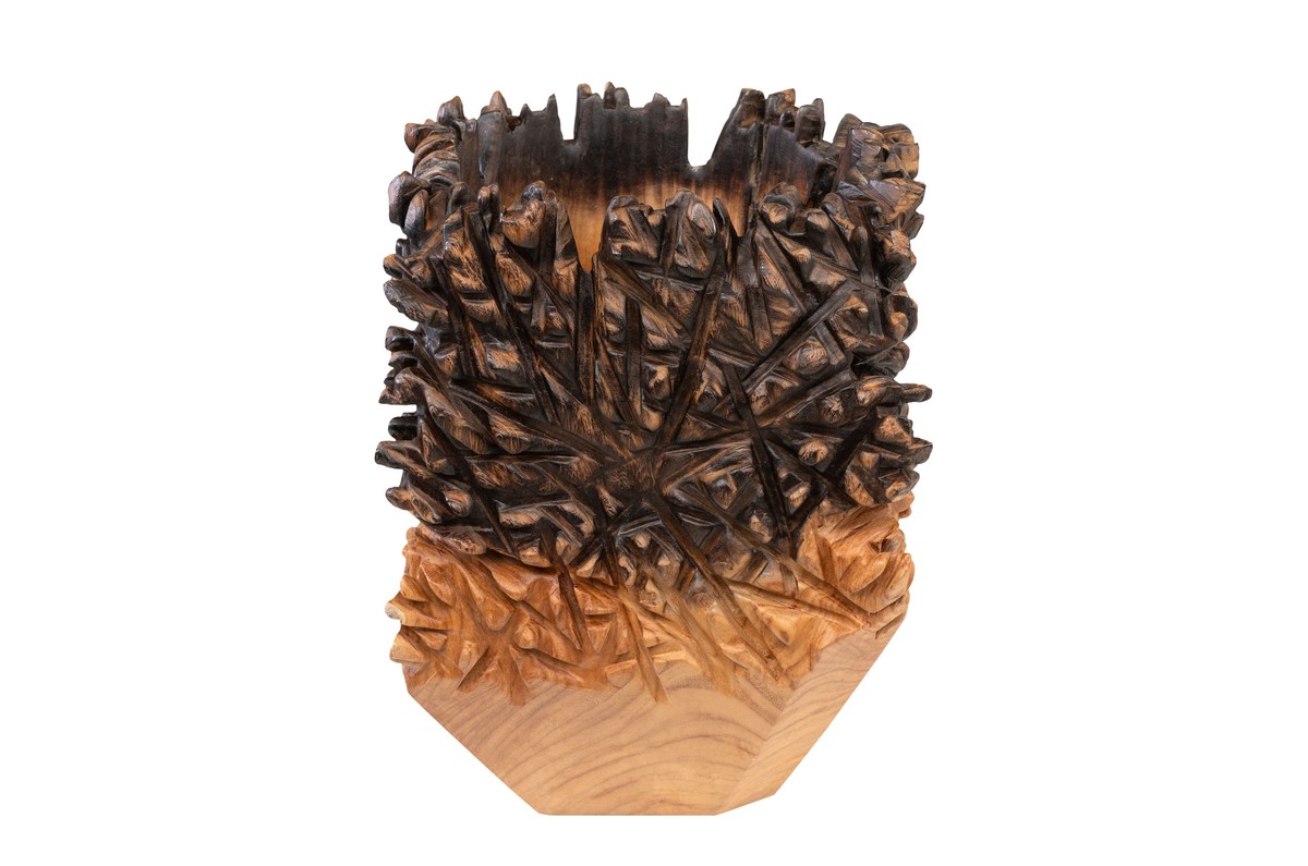 Casa Padrino Jarrón de Lujo Natural 30 x 30 x H. 40 cm - Jarrón Macizo Sui de Madera de Teca de Alta Calidad - Accesorios Decorativos de Lujo Casa Padrino Jarrón de Lujo Natural 30 x 30 x H. 40 cm - Jarrón Macizo Sui de Madera de Teca de Alta Calidad - Accesorios Decorativos de Lujo