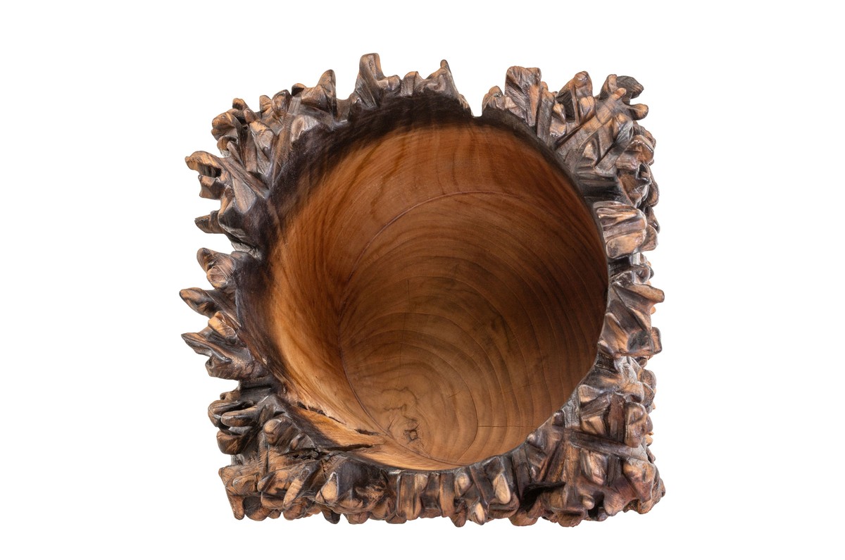 Casa Padrino Jarrón de Lujo Natural 30 x 30 x H. 40 cm - Jarrón Macizo Sui de Madera de Teca de Alta Calidad - Accesorios Decorativos de Lujo Casa Padrino Jarrón de Lujo Natural 30 x 30 x H. 40 cm - Jarrón Macizo Sui de Madera de Teca de Alta Calidad - Accesorios Decorativos de Lujo