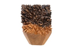 Casa Padrino Jarrón de Lujo Natural 30 x 30 x H. 40 cm - Jarrón Macizo Sui de Madera de Teca de Alta Calidad - Accesorios Decorativos de Lujo Casa Padrino Jarrón de Lujo Natural 30 x 30 x H. 40 cm - Jarrón Macizo Sui de Madera de Teca de Alta Calidad - Accesorios Decorativos de Lujo