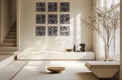 Casa Padrino Decoración de Pared de Lujo Marrón / Negro 40 x 4 x H. 40 cm - Relieve de Pared Lena Trenzado a Mano de Jacinto de Agua con Marco Chapado en Roble - Accesorios Decorativos de Lujo