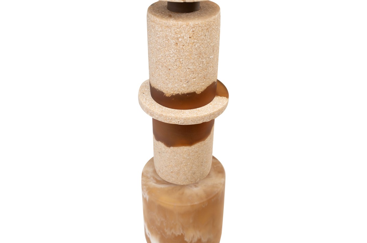 Casa Padrino Objeto Decorativo de Lujo Blanco Crema / Marrón Ø 11 x H. 62,7 cm - Alta Escultura Strata de Resina y Arena - Accesorios Decorativos de Lujo Casa Padrino Objeto Decorativo de Lujo Blanco Crema / Marrón Ø 11 x H. 62,7 cm - Alta Escultura Strata de Resina y Arena - Accesorios Decorativos de Lujo