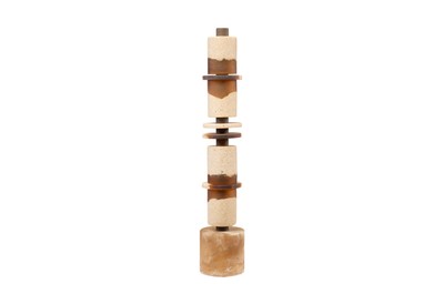 Casa Padrino Luxury Decorative Object Cream / Brown Ø 11 x H. 62.7 cm - Tall Strata Sculpture made of Resin and Sand - Luxury Deco Accessories Casa Padrino Luxury Decorative Object Cream / Brown Ø 11 x H. 62.7 cm - Tall Strata Sculpture made of Resin and Sand - Luxury Deco Accessories