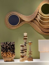 Casa Padrino Objeto Decorativo de Lujo Blanco Crema / Marrón Ø 11 x H. 62,7 cm - Alta Escultura Strata de Resina y Arena - Accesorios Decorativos de Lujo Casa Padrino Objeto Decorativo de Lujo Blanco Crema / Marrón Ø 11 x H. 62,7 cm - Alta Escultura Strata de Resina y Arena - Accesorios Decorativos de Lujo