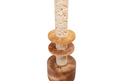 Casa Padrino Objeto Decorativo de Lujo Blanco Crema / Marrón Ø 12,1 x H. 42,5 cm - Escultura Strata de Resina y Arena - Accesorios Decorativos de Lujo Casa Padrino Objeto Decorativo de Lujo Blanco Crema / Marrón Ø 12,1 x H. 42,5 cm - Escultura Strata de Resina y Arena - Accesorios Decorativos de Lujo