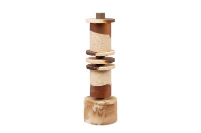 Casa Padrino Luxury Decorative Object Cream / Brown Ø 12 x H. 38 cm - Small Strata Sculpture made of Resin and Sand - Luxury Deco Accessories Casa Padrino Luxury Decorative Object Cream / Brown Ø 12 x H. 38 cm - Small Strata Sculpture made of Resin and Sand - Luxury Deco Accessories
