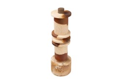 Casa Padrino Objeto Decorativo de Lujo Blanco Crema / Marrón Ø 12 x H. 38 cm - Pequeña Escultura Strata de Resina y Arena - Accesorios Decorativos de Lujo