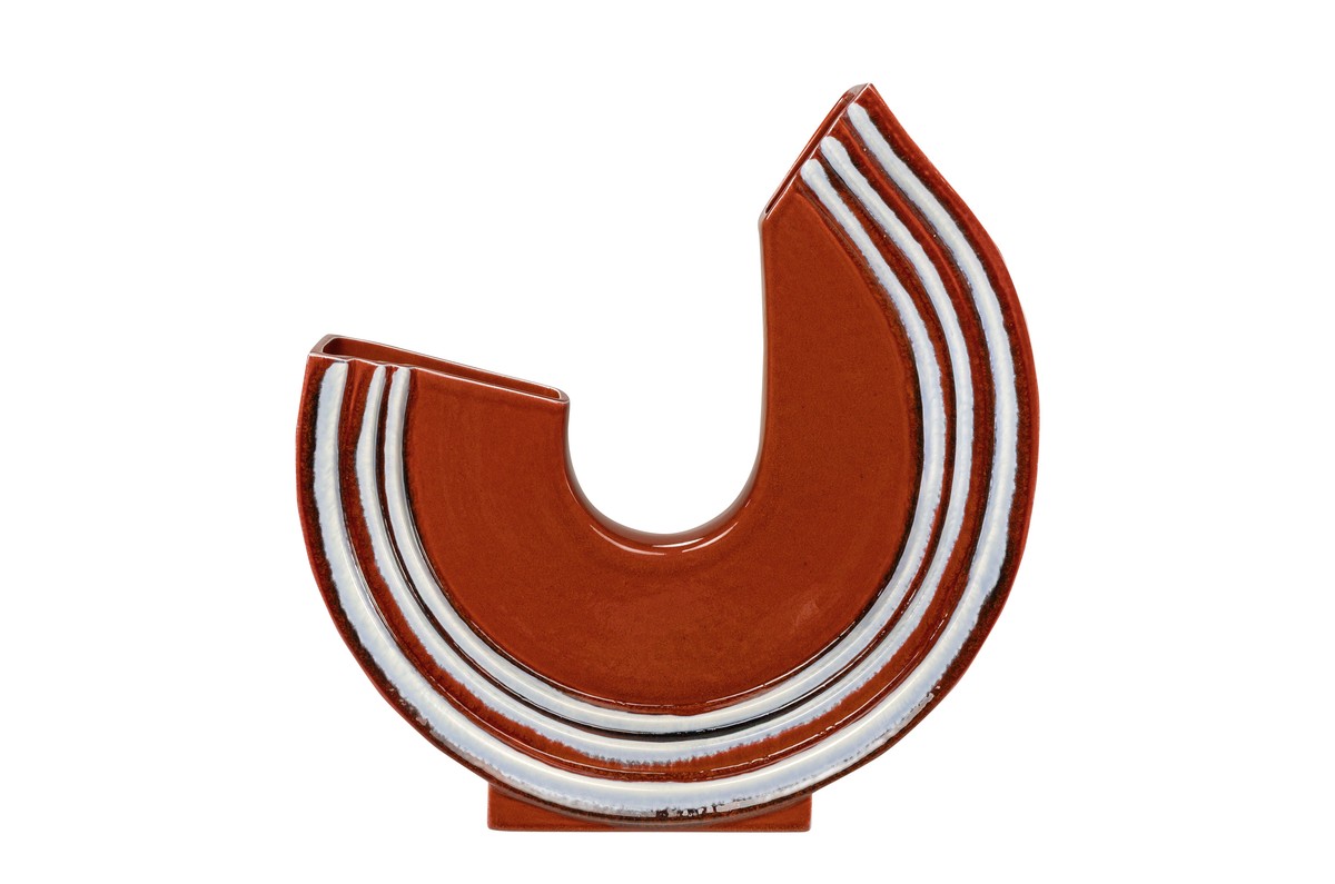 Casa Padrino Jarrón de Lujo 36 x 10 x H. 36,5 cm - Elegante Jarrón Decorativo Plano Margot de Loza Fina - Accesorios Decorativos de Lujo Casa Padrino Jarrón de Lujo 36 x 10 x H. 36,5 cm - Elegante Jarrón Decorativo Plano Margot de Loza Fina - Accesorios Decorativos de Lujo