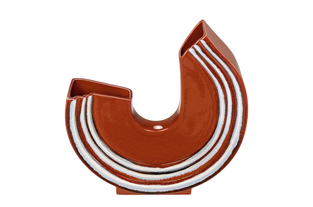 Casa Padrino Jarrón de Lujo 36 x 10 x H. 36,5 cm - Elegante Jarrón Decorativo Plano Margot de Loza Fina - Accesorios Decorativos de Lujo Casa Padrino Jarrón de Lujo 36 x 10 x H. 36,5 cm - Elegante Jarrón Decorativo Plano Margot de Loza Fina - Accesorios Decorativos de Lujo