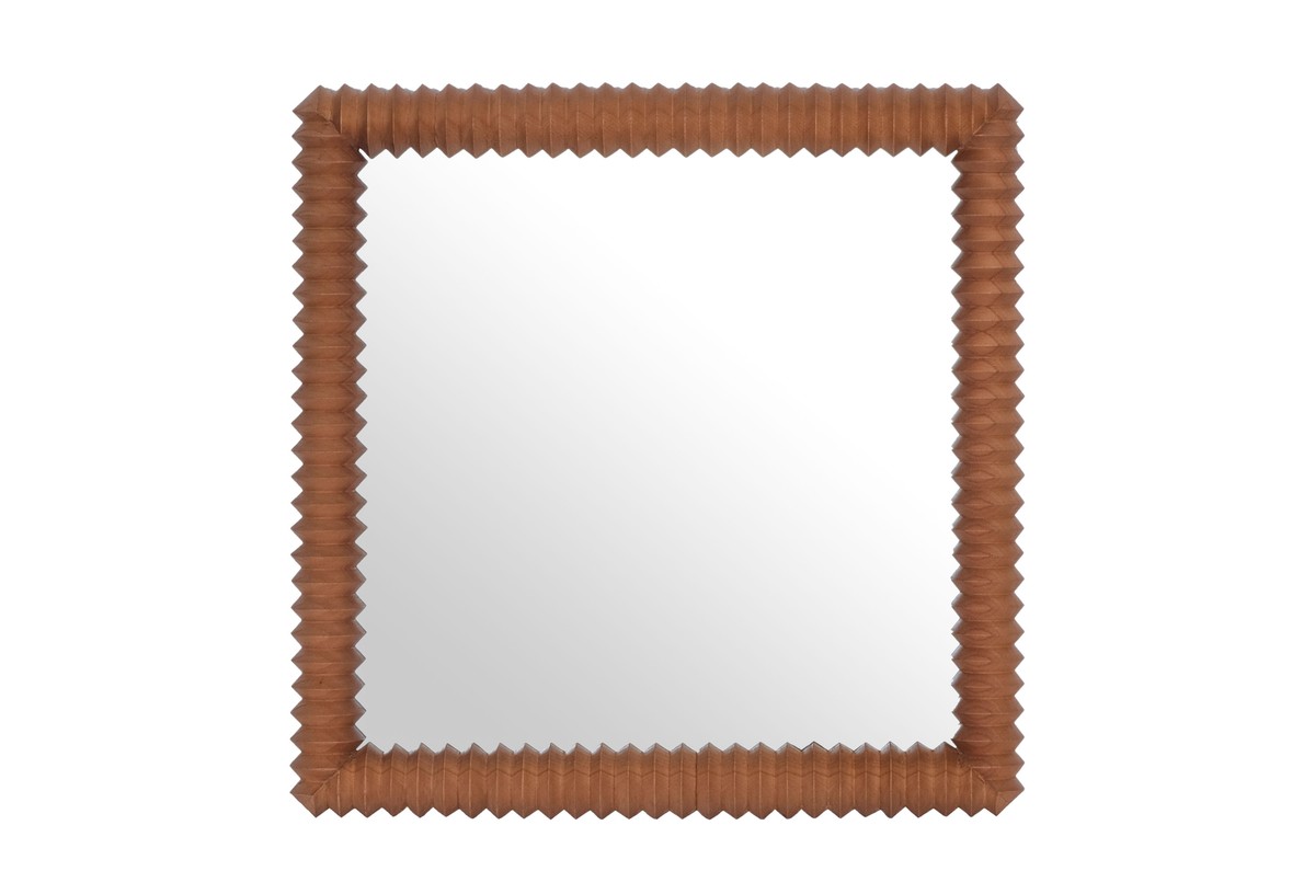 Casa Padrino Espejo de Pared de Lujo Marrón 56,5 x 4 x H. 56,5 cm - Espejo de Pared Cuadrado Kiko con Marco de Madera de Mindi Acabado Ámbar - Accesorios Decorativos de Lujo Casa Padrino Espejo de Pared de Lujo Marrón 56,5 x 4 x H. 56,5 cm - Espejo de Pared Cuadrado Kiko con Marco de Madera de Mindi Acabado Ámbar - Accesorios Decorativos de Lujo