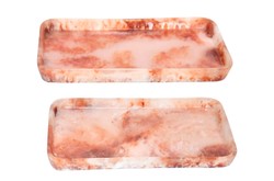 Casa Padrino Bandeja de Lujo Set de 2 Rojo Rubí / Blanco Crema - 2 Bandejas Decorativas de Resina con Aspecto Transparente - Accesorios Decorativos de Lujo