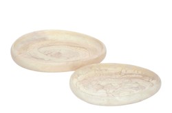 Casa Padrino Bandeja de Lujo Set de 2 Blanco Crema - 2 Bandejas Decorativas de Resina con Aspecto Transparente - Accesorios Decorativos de Lujo