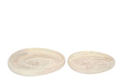 Casa Padrino Bandeja de Lujo Set de 2 Blanco Crema - 2 Bandejas Decorativas de Resina con Aspecto Transparente - Accesorios Decorativos de Lujo