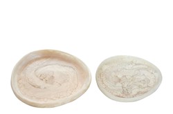 Casa Padrino Bandeja de Lujo Set de 2 Blanco Crema - 2 Bandejas Decorativas de Resina con Aspecto Transparente - Accesorios Decorativos de Lujo