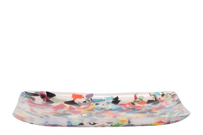 Casa Padrino Plateau de Luxe Multicolore 42 x 28 x H. 4 cm - Grand Plateau Décoratif Plat en Résine Aspect Confetti Transparent - Accessoires Déco de Luxe