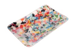Casa Padrino Bandeja de Lujo Multicolor 42 x 28 x H. 4 cm - Gran Bandeja Decorativa Plana de Resina con Aspecto Confeti Transparente - Accesorios Decorativos de Lujo Casa Padrino Bandeja de Lujo Multicolor 42 x 28 x H. 4 cm - Gran Bandeja Decorativa Plana de Resina con Aspecto Confeti Transparente - Accesorios Decorativos de Lujo