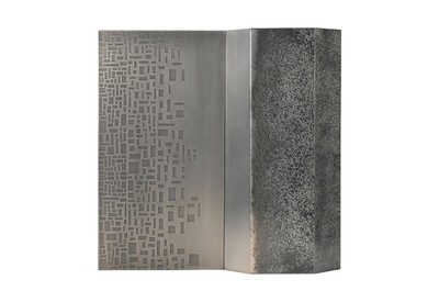 Casa Padrino Luxury Wall Decoration Silver 103.5 x 12.5 x H. 101.5 cm - Two Piece Wall Relief Edge made of Steel with Etched Antique Nickel Finish - Luxury Deco Accessories