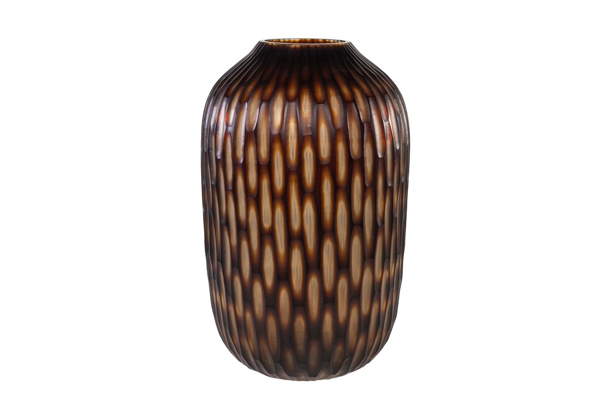 Casa Padrino Portavelas de Lujo Marrón / Beige Ø 31 x H. 47,5 cm - Gran Portavelas de Vidrio Macizo de Color Marrón y Crema, Utilizable también como Jarrón - Accesorios de Decoración de Lujo Casa Padrino Portavelas de Lujo Marrón / Beige Ø 31 x H. 47,5 cm - Gran Portavelas de Vidrio Macizo de Color Marrón y Crema, Utilizable también como Jarrón - Accesorios de Decoración de Lujo