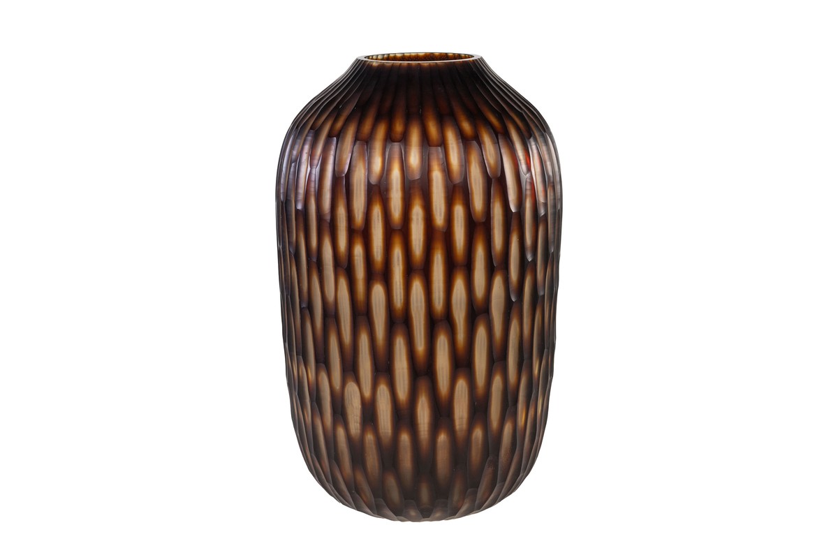 Casa Padrino Portavelas de Lujo Marrón / Beige Ø 31 x H. 47,5 cm - Gran Portavelas de Vidrio Macizo de Color Marrón y Crema, Utilizable también como Jarrón - Accesorios de Decoración de Lujo Casa Padrino Portavelas de Lujo Marrón / Beige Ø 31 x H. 47,5 cm - Gran Portavelas de Vidrio Macizo de Color Marrón y Crema, Utilizable también como Jarrón - Accesorios de Decoración de Lujo
