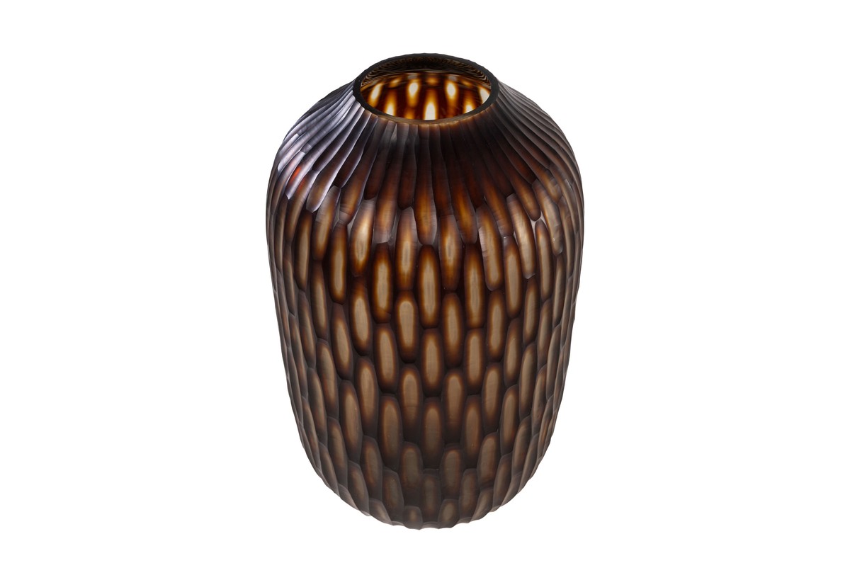 Casa Padrino Portavelas de Lujo Marrón / Beige Ø 31 x H. 47,5 cm - Gran Portavelas de Vidrio Macizo de Color Marrón y Crema, Utilizable también como Jarrón - Accesorios de Decoración de Lujo Casa Padrino Portavelas de Lujo Marrón / Beige Ø 31 x H. 47,5 cm - Gran Portavelas de Vidrio Macizo de Color Marrón y Crema, Utilizable también como Jarrón - Accesorios de Decoración de Lujo