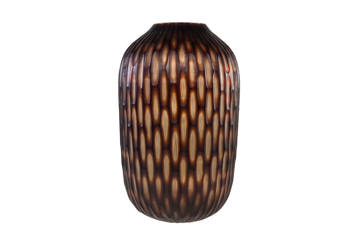 Casa Padrino Portavelas de Lujo Marrón / Beige Ø 31 x H. 47,5 cm - Gran Portavelas de Vidrio Macizo de Color Marrón y Crema, Utilizable también como Jarrón - Accesorios de Decoración de Lujo Casa Padrino Portavelas de Lujo Marrón / Beige Ø 31 x H. 47,5 cm - Gran Portavelas de Vidrio Macizo de Color Marrón y Crema, Utilizable también como Jarrón - Accesorios de Decoración de Lujo