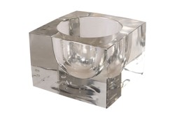 Casa Padrino Bandeja de Lujo 17,5 x 17,5 x H. 12,5 cm - Pesada Bandeja Decorativa de Vidrio Transparente Macizo de Paredes Gruesas - Accesorios de Decoración de Lujo
