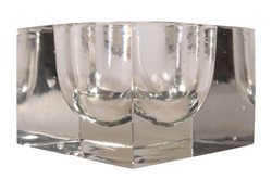 Casa Padrino Bandeja de Lujo 17,5 x 17,5 x H. 12,5 cm - Pesada Bandeja Decorativa de Vidrio Transparente Macizo de Paredes Gruesas - Accesorios de Decoración de Lujo