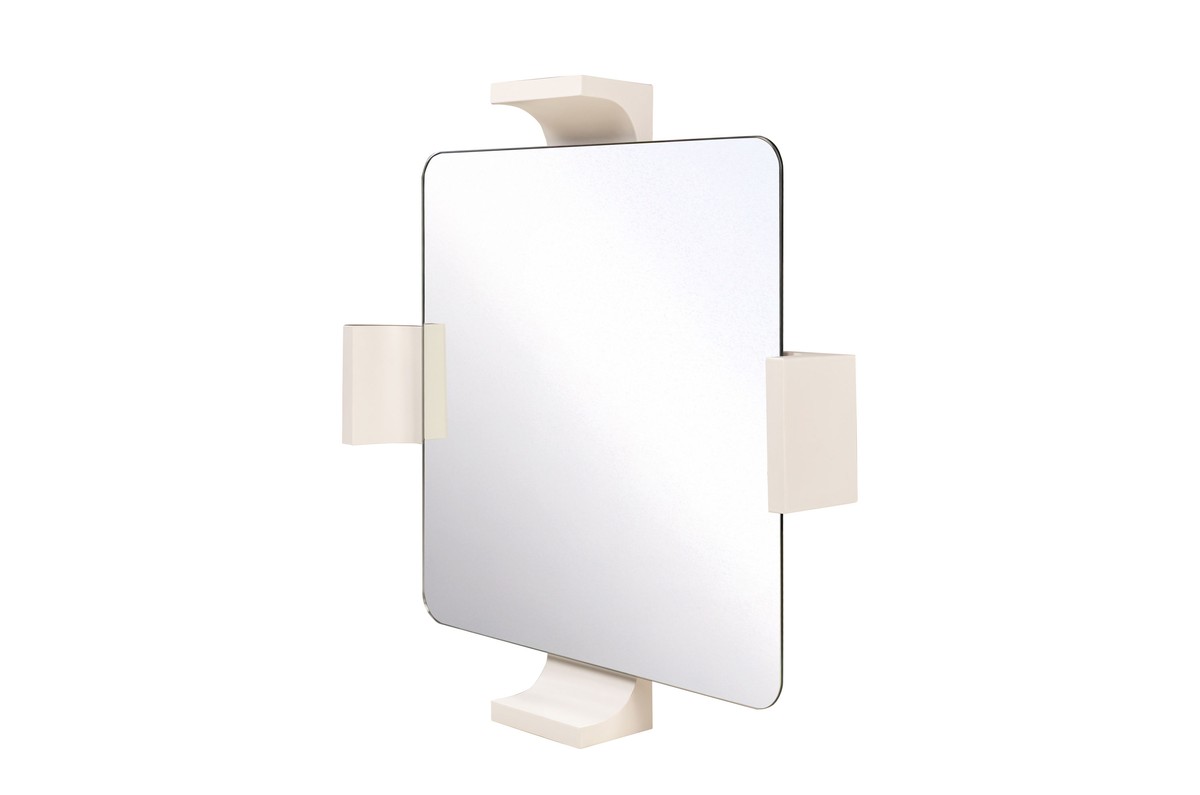 Casa Padrino Espejo de Pared de Lujo Blanco Crema 105 x 15 x H. 105 cm - Espejo de Pared Cuadrado Genkan con Marco Profundo de Cerámica - Accesorios de Decoración de Lujo Casa Padrino Espejo de Pared de Lujo Blanco Crema 105 x 15 x H. 105 cm - Espejo de Pared Cuadrado Genkan con Marco Profundo de Cerámica - Accesorios de Decoración de Lujo