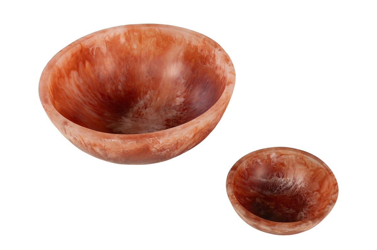 Casa Padrino Cuencos de Lujo Set de 2 Beige / Rojo Vino - Cuencos Decorativos de Resina Translúcida Rojo Rubí y Crema - Accesorios de Decoración de Lujo Casa Padrino Cuencos de Lujo Set de 2 Beige / Rojo Vino - Cuencos Decorativos de Resina Translúcida Rojo Rubí y Crema - Accesorios de Decoración de Lujo
