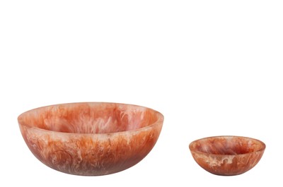 Casa Padrino Coupes de Luxe Set de 2 Beige / Rouge Vin - Coupes Décoratives en Résine Translucide Rouge Rubis et Crème - Accessoires Déco de Luxe