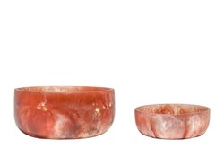 Casa Padrino Cuencos de Lujo Set de 2 Beige / Rojo Vino - Elegantes Cuencos Decorativos de Resina Translúcida Rojo Rubí y Crema - Accesorios de Decoración de Lujo