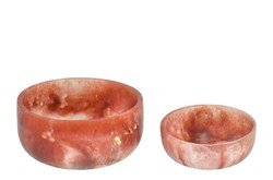 Casa Padrino Cuencos de Lujo Set de 2 Beige / Rojo Vino - Elegantes Cuencos Decorativos de Resina Translúcida Rojo Rubí y Crema - Accesorios de Decoración de Lujo