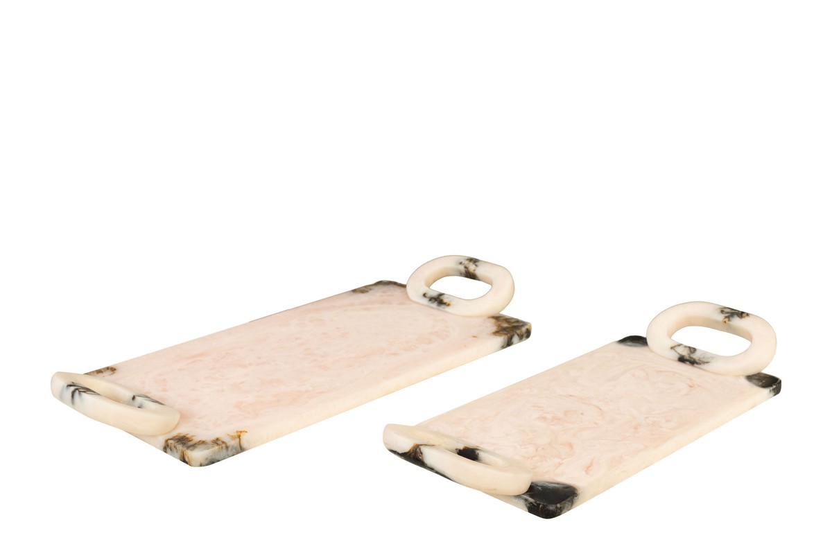 Casa Padrino Bandejas de Lujo Set de 2 Negro / Beige - Bandejas Decorativas de Resina Translúcida Negro y Crema - Accesorios de Decoración de Lujo Casa Padrino Bandejas de Lujo Set de 2 Negro / Beige - Bandejas Decorativas de Resina Translúcida Negro y Crema - Accesorios de Decoración de Lujo