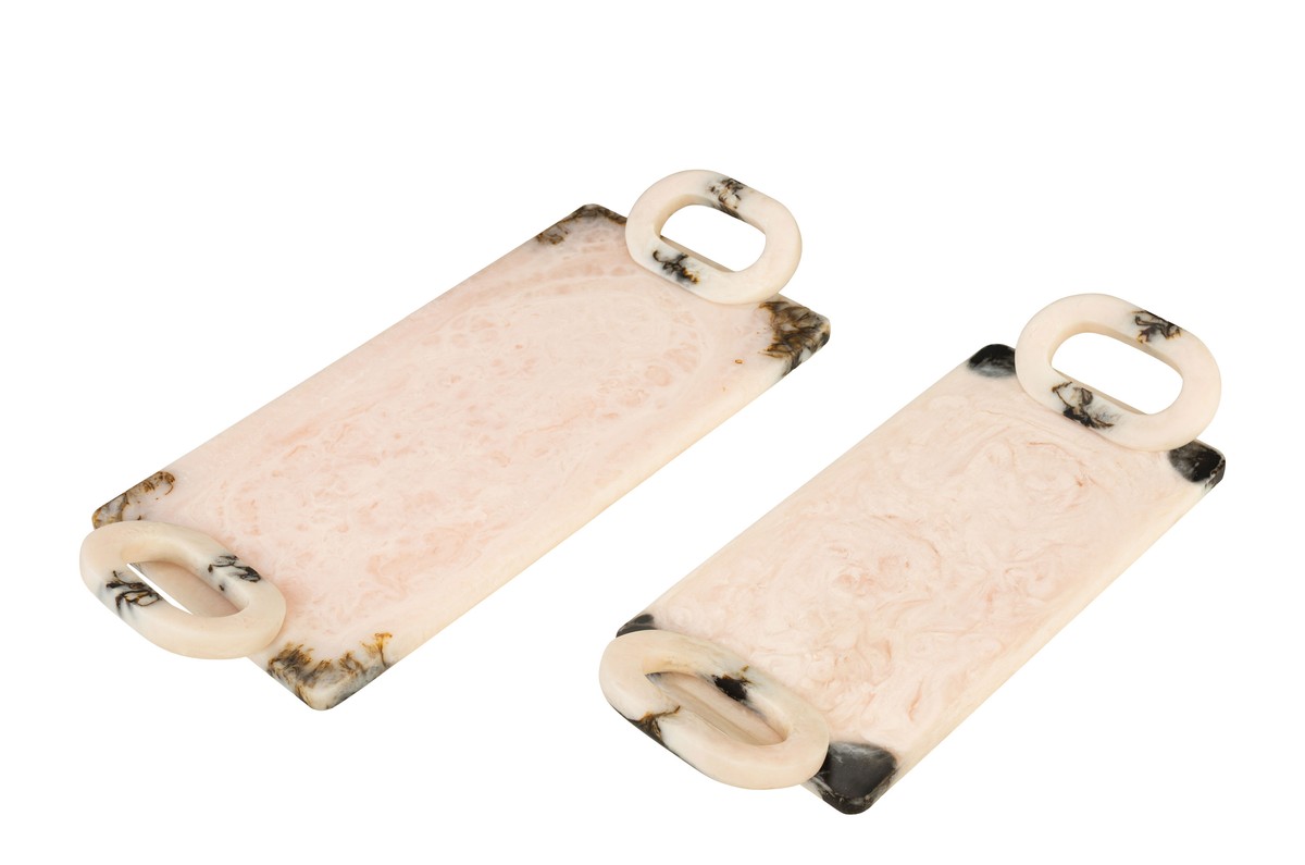Casa Padrino Bandejas de Lujo Set de 2 Negro / Beige - Bandejas Decorativas de Resina Translúcida Negro y Crema - Accesorios de Decoración de Lujo Casa Padrino Bandejas de Lujo Set de 2 Negro / Beige - Bandejas Decorativas de Resina Translúcida Negro y Crema - Accesorios de Decoración de Lujo