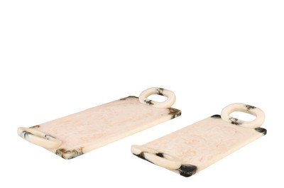 Casa Padrino Luxury Tray Set of 2 Black / Beige - Decorative Trays made of Translucent Resin in Black and Cream - Luxury Deco Accessories