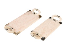 Casa Padrino Bandejas de Lujo Set de 2 Negro / Beige - Bandejas Decorativas de Resina Translúcida Negro y Crema - Accesorios de Decoración de Lujo Casa Padrino Bandejas de Lujo Set de 2 Negro / Beige - Bandejas Decorativas de Resina Translúcida Negro y Crema - Accesorios de Decoración de Lujo