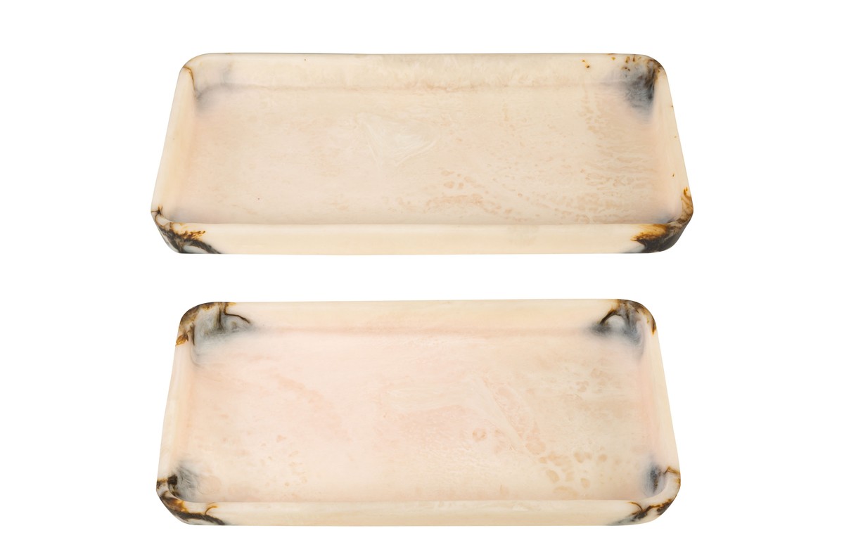 Casa Padrino Bandejas de Lujo Set de 2 Negro / Beige - Elegantes Bandejas Decorativas de Resina Translúcida Negro y Crema - Accesorios de Decoración de Lujo Casa Padrino Bandejas de Lujo Set de 2 Negro / Beige - Elegantes Bandejas Decorativas de Resina Translúcida Negro y Crema - Accesorios de Decoración de Lujo